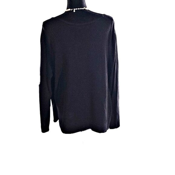 Lane Bryant Black Knit White Satin Rhinestone Button 2 in 1 Cardigan Size 22/24 - Picture 2 of 7